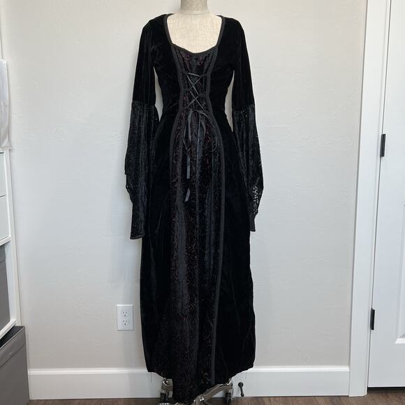 Vtg Lip Service Sz M Gothic Renaissance Velvet Dress Whimsigoth Vampire Rare - Picture 3 of 16